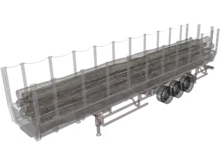 Logging Truck Trailer 3D Model preview