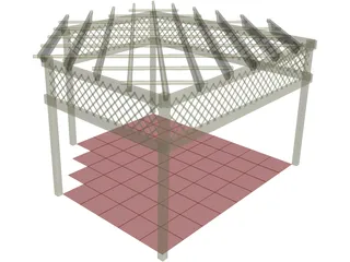 Wood Pergola 3D Model preview