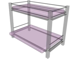 Futon Bunk Bed 3D Model preview