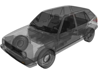 Volkswagen Golf GL (1990) 3D Model preview