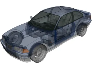 BMW 318i Coupe (1993) 3D Model preview