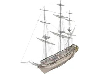 Glorieux French Ship 3D Model preview
