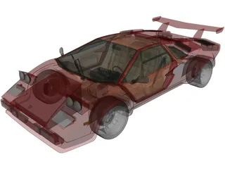 Lamborghini Countach 5000 QV (1985) 3D Model preview
