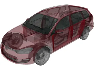 Volkswagen Golf Variant (2014) 3D Model preview