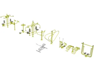 Outdoor Gym Equipment 3D Model preview
