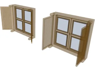 Double Shutter Window 3D Model preview