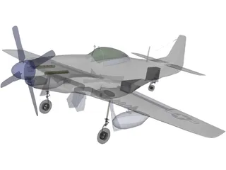 North American Mustang MP51D 3D Model preview