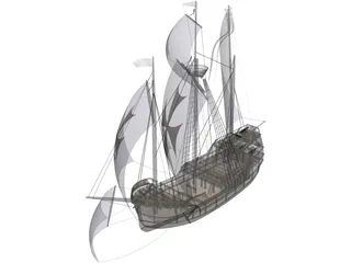 Santa Maria Sailing Ship 3D Model preview