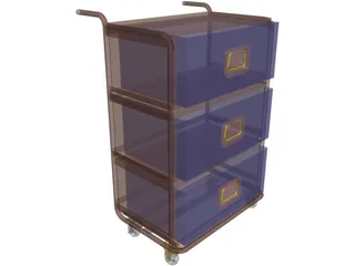 Trolley with removable drawer units 3D Model preview