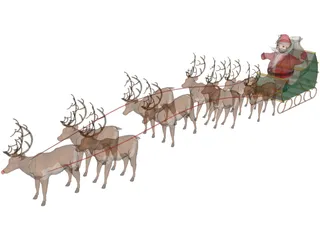 Santa and Sleigh 3D Model preview