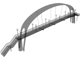 Suspension Arch Walkway Bridge 3D Model preview