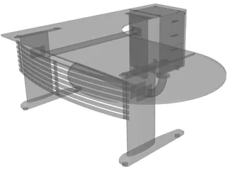 Desk with Extention 3D Model preview