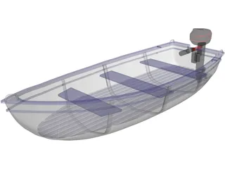 Boat with Outdoor Motor 3D Model preview