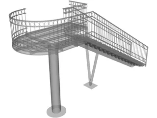 Stairs with Pedestal 3D Model preview