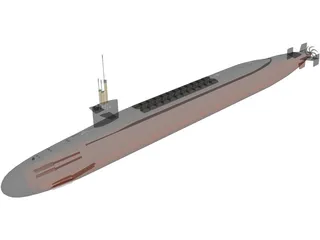 Ohio SSBN Nuclear Ballistic Missile Submarine 3D Model preview