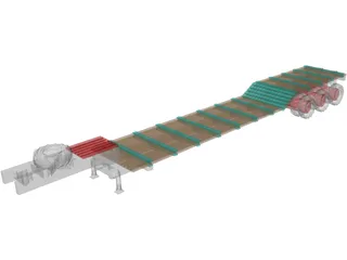 Goose Neck Lowboy Trailer 53 foot 3D Model preview