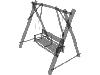 Swing Wooden Chair 3D Model preview