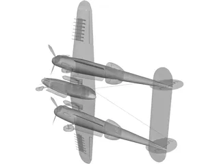 Lockheed P-38 J/L Lightning 3D Model preview
