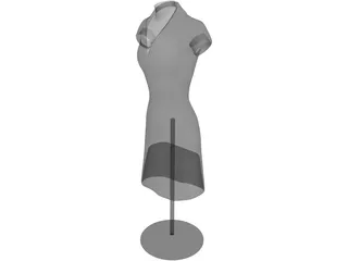 Female Mannequin Bust and Dress 3D Model preview