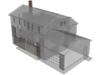 House 2-Story Suburban Colonial 3D Model preview