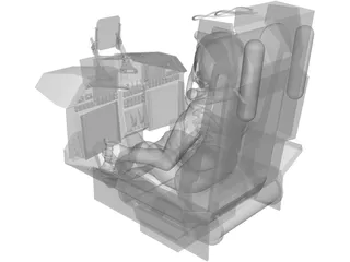 Fighter Cockpit with Seat 3D Model preview