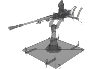 Type-96 Single AA-Gun 3D Model preview