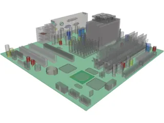 Computer Motherboard 3D Model preview