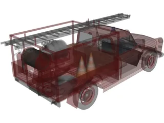 Peugeot Pickup Fire Truck 3D Model preview