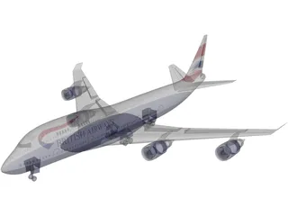 Boeing 747 British Airways 3D Model preview