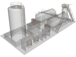 Diesel Pompstation 3D Model preview