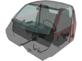 Interior Toyota Pickup (1990) 3D Model preview