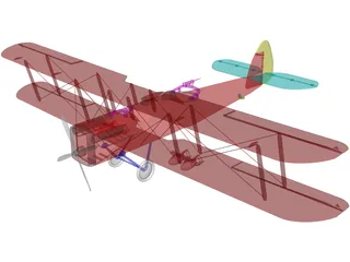 Biplane Curtiss Jenny 3D Model preview