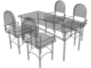 Table and Chairs 3D Model preview