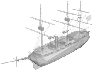 Esmeralda Wooden Ship 3D Model preview