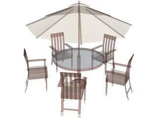Table Set Patio 3D Model preview