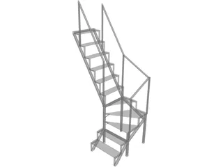 Angle Stairs Garden 3D Model preview