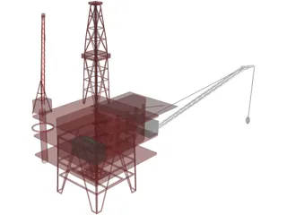 Oil Rig Sea 3D Model preview