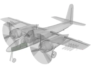 Grumman F7F Tigercat 3D Model preview