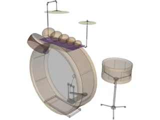Antique Drum Kit 3D Model preview