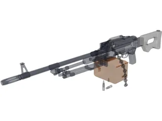 Kalashnikov Hand Machinegun 3D Model preview