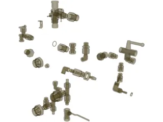 Pipe Couplings Set 3D Model preview