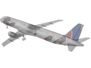 Airbus A321 Air 2000 3D Model preview