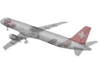 Airbus A321 SwissAir 3D Model preview