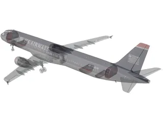 Airbus A321 US Airways 3D Model preview