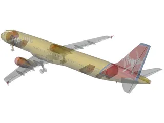 Airbus A321 Virgin Sun 3D Model preview