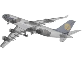Airbus A340-200 Lufthansa 3D Model preview