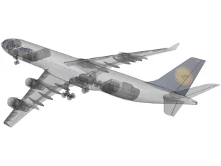 Airbus A340-300 Lufthansa 3D Model preview