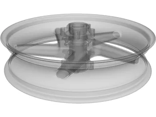 Wheel Motorcycle 5 Spoke Front 3D Model preview