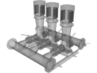 Grundfos Pump Set 3D Model preview
