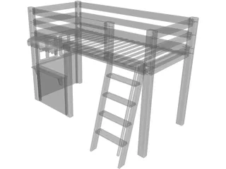 Loft Bed Children with Store 3D Model preview